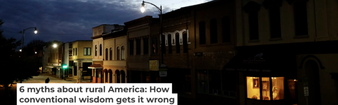 Dusk in downtown Lumberton, county seat in Robeson County, N.C., the most diverse rural county in America. AP Photo/David Goldman
